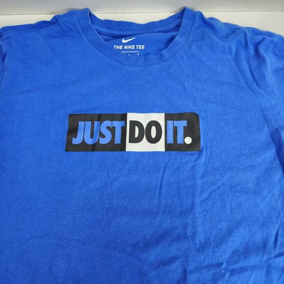 Nike Tee Just Do It Bright Blue Long Sleeve Shirt Men's Size L - Picture 2 of 4